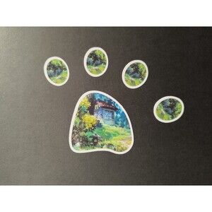 Woods House Nature Paw Print Waterproof Vinyl Sticker Decal (2 Pack)